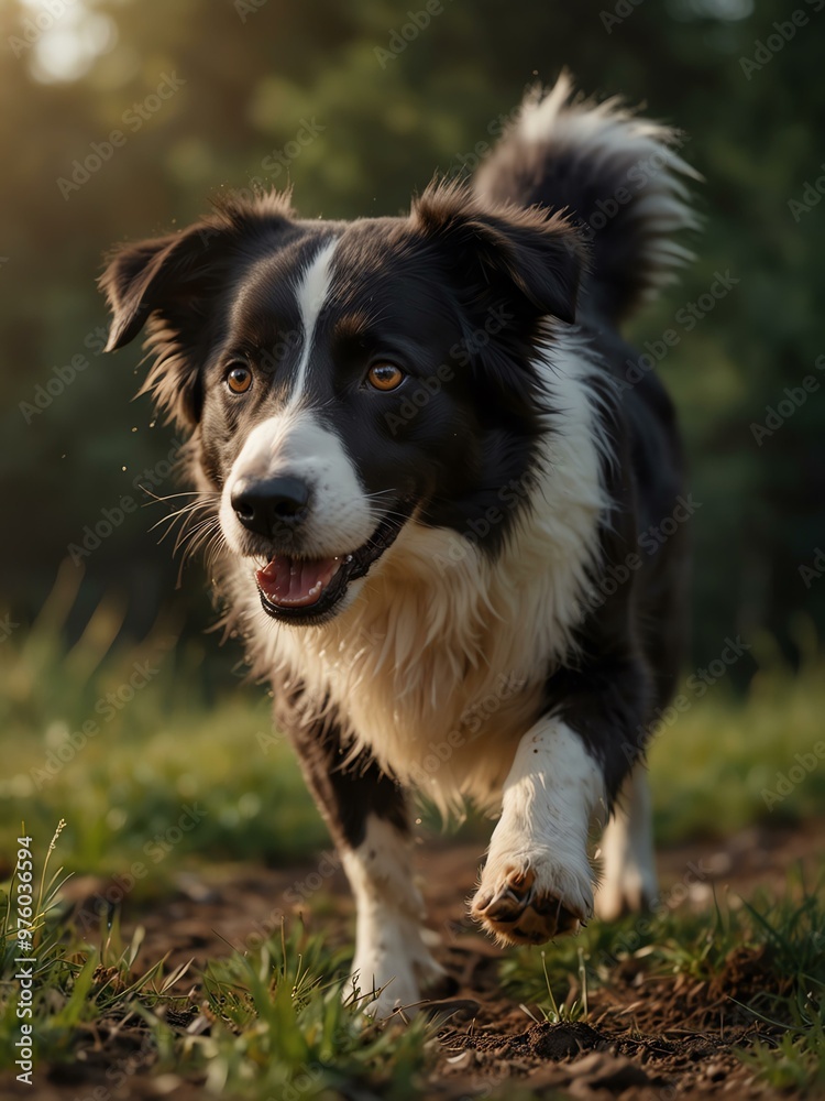 Border Collie dog walking outdoors in nature. Border Collie dog walking outdoors in nature.