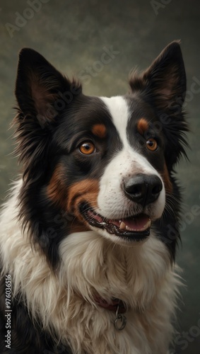 Border collie dog portrait, AI-generated.