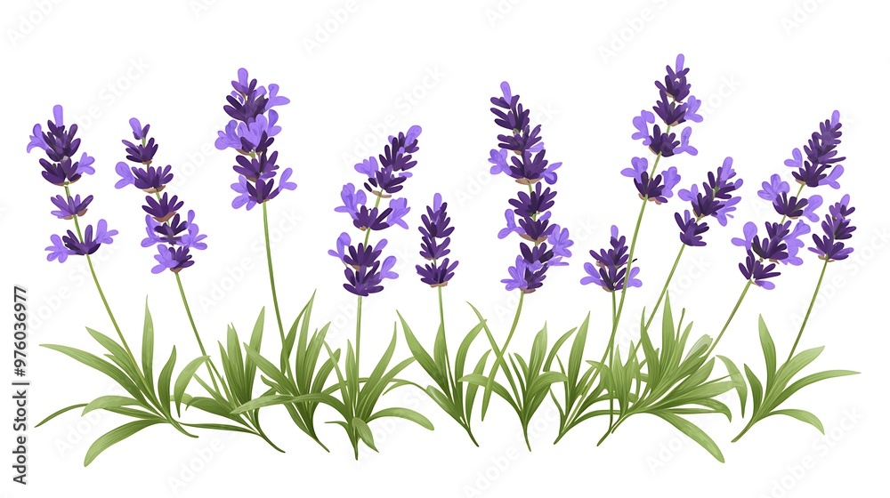 Obraz premium Elegant Vector Lavender Clip Art with Clean Lines on White Background