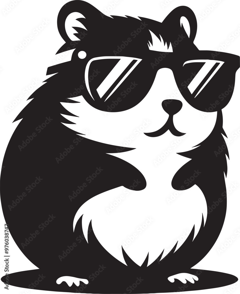 Obraz premium Cool little hamster Silhouette vector illustration isolated on a white background