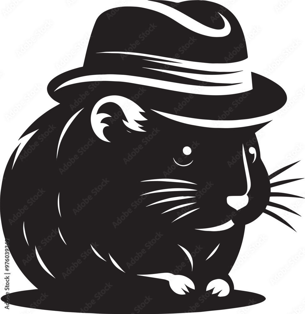 Cool little hamster Silhouette vector illustration isolated on a white background Cool little hamster Silhouette vector illustration isolated on a white background