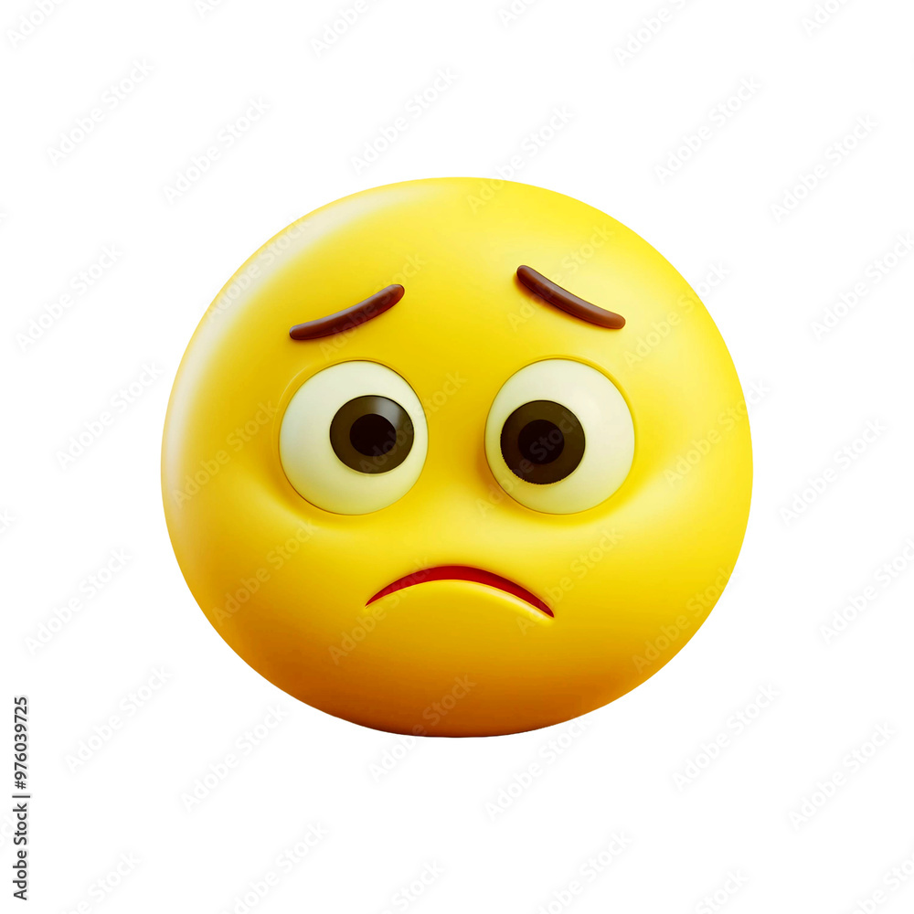 3D sad emoticon with a frowning face, conveying a sense of loneliness or sadness 3D sad emoticon with a frowning face, conveying a sense of loneliness or sadness