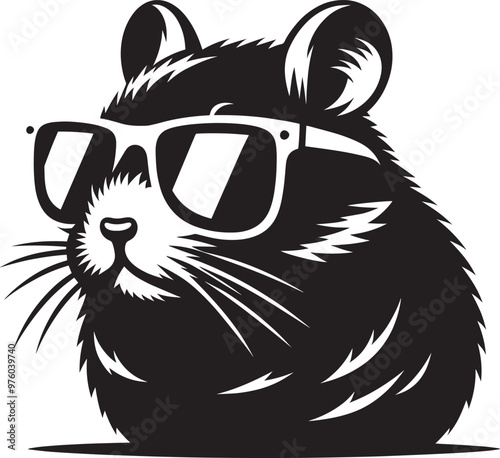 Wallpaper Mural Cool little hamster Silhouette vector illustration isolated on a white background Torontodigital.ca