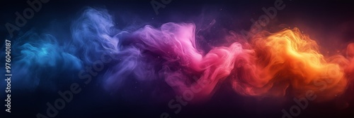 Colorful smoke in the dark, colorful background