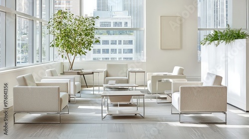 Modern Office Lounge with City Views