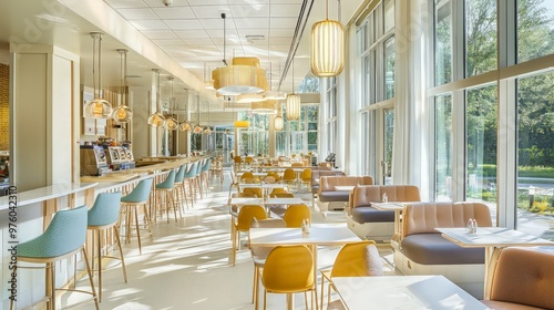 Modern Restaurant Interior with Natural Light photo