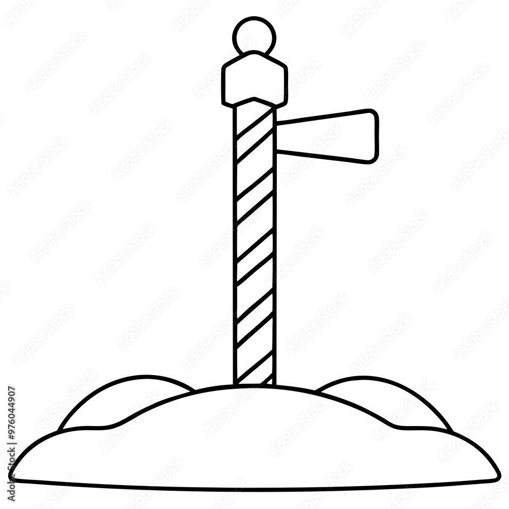 A simple signpost labeled North Pole with snow at the top and a candy-cane-striped pole vector A simple signpost labeled North Pole with snow at the top and a candy-cane-striped pole vector