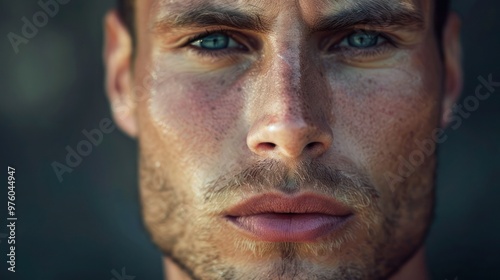 Close-up portrait of a man with a strong jawline