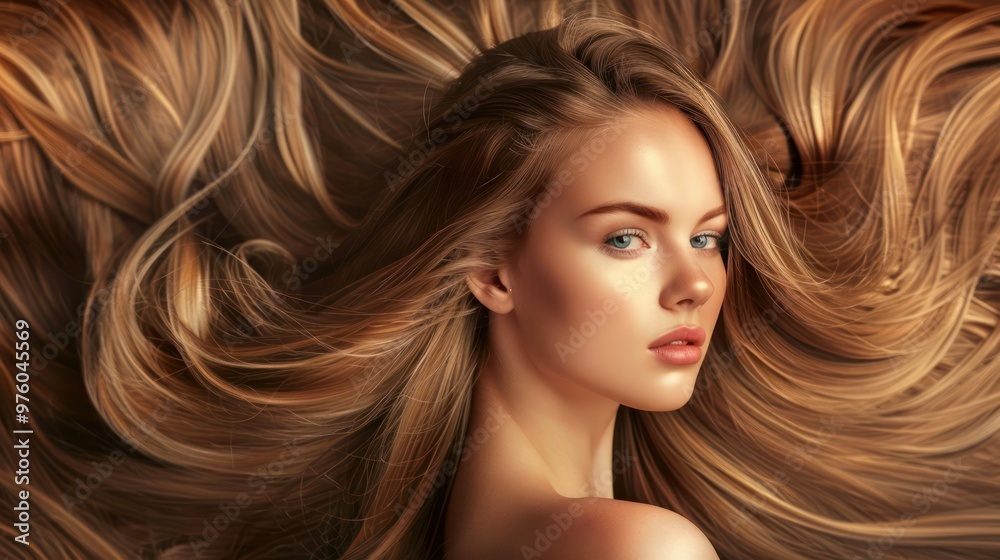Obraz premium Elegant portrait of a woman with long flowing hair