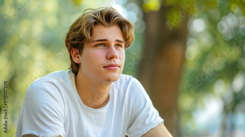 Outdoor portrait of a young man in casual attire