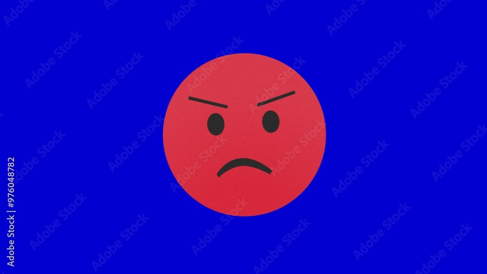 Angry Emoji paperfold stopmotion isolated on blue screen