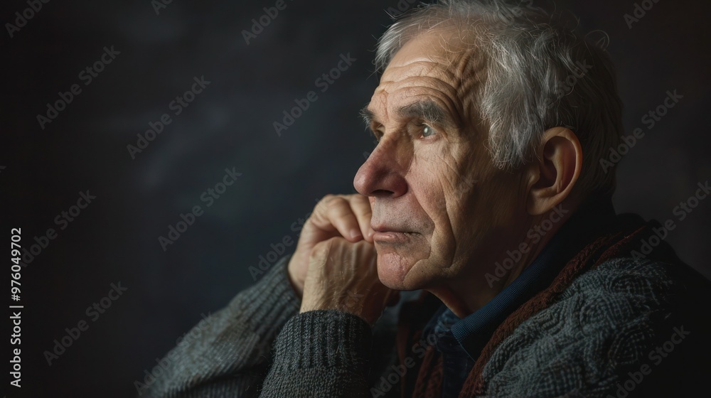 Serious portrait of a man in deep thought Serious portrait of a man in deep thought