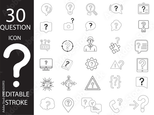 Question mark icons packs, Problem, confusion, asking and questioning, question mark,  outline vector pack.