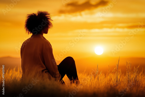 Person Silhouette At Sunset
