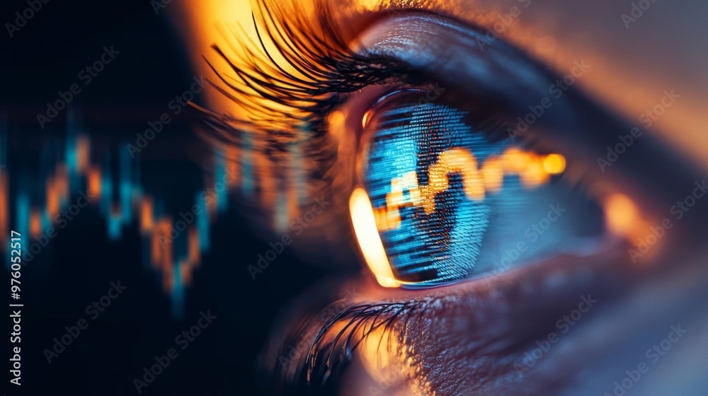 Mechanical eyes scanning fluctuating stock market graphs in real-time ...