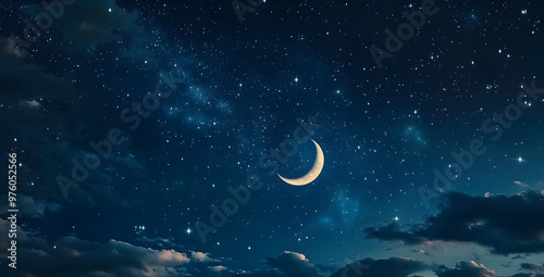 night sky with moon and clouds