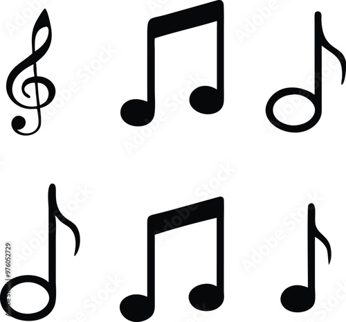 Music notes icons set. Vector illustration