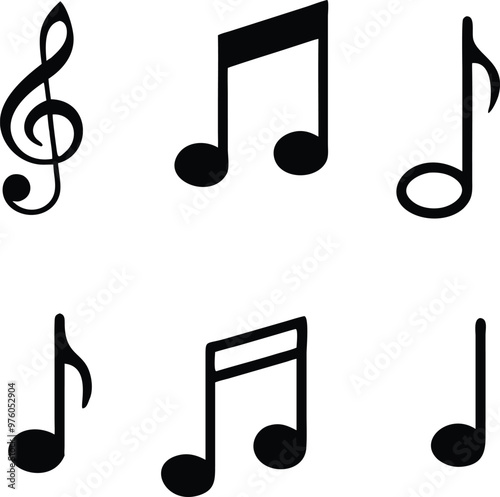 Music notes icons set. Vector illustration