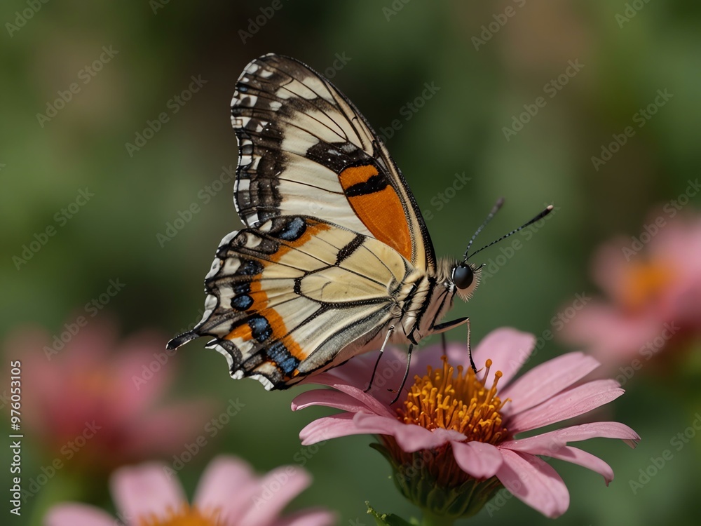 Close-up of a butterfly on a flower. Close-up of a butterfly on a flower.