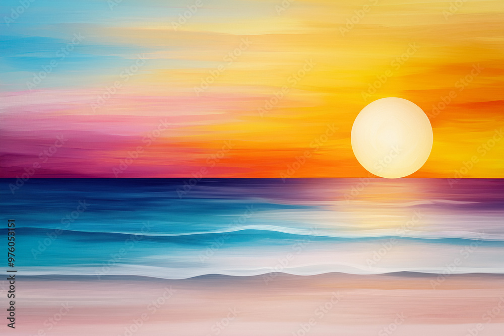 Sunset Background In Impasto Painting Style Sunset Background In Impasto Painting Style