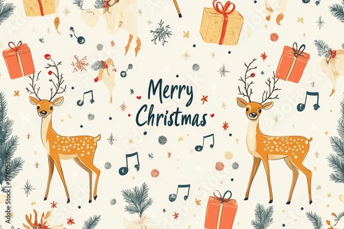 Christmas illustration for wrapping paper