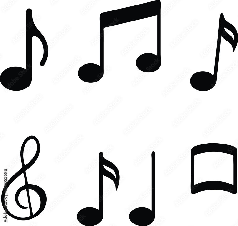 Music notes icons set. Vector illustration Music notes icons set. Vector illustration