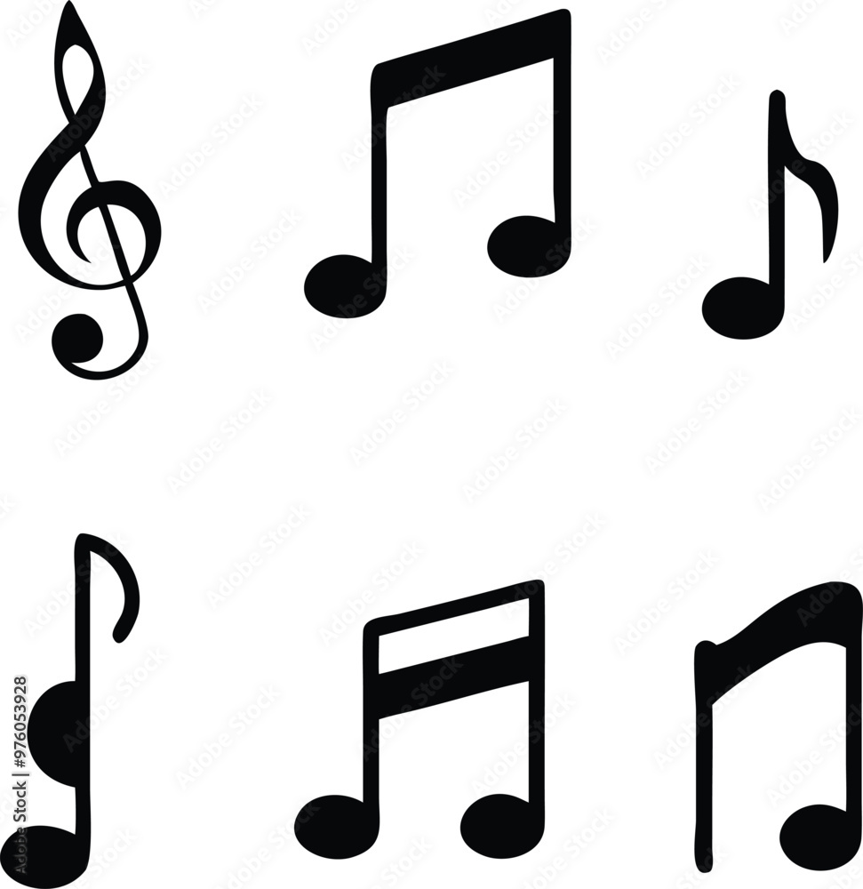 Music notes icons set. Vector illustration Music notes icons set. Vector illustration