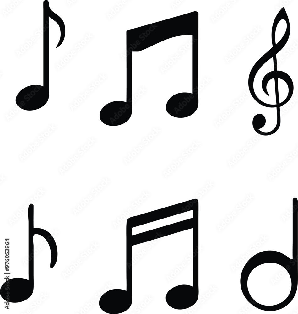 Music notes icons set. Vector illustration Music notes icons set. Vector illustration