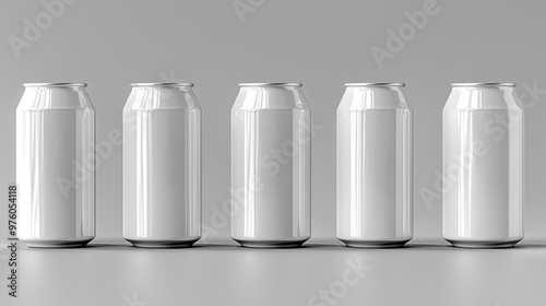 Five blank aluminum cans ready for your design.