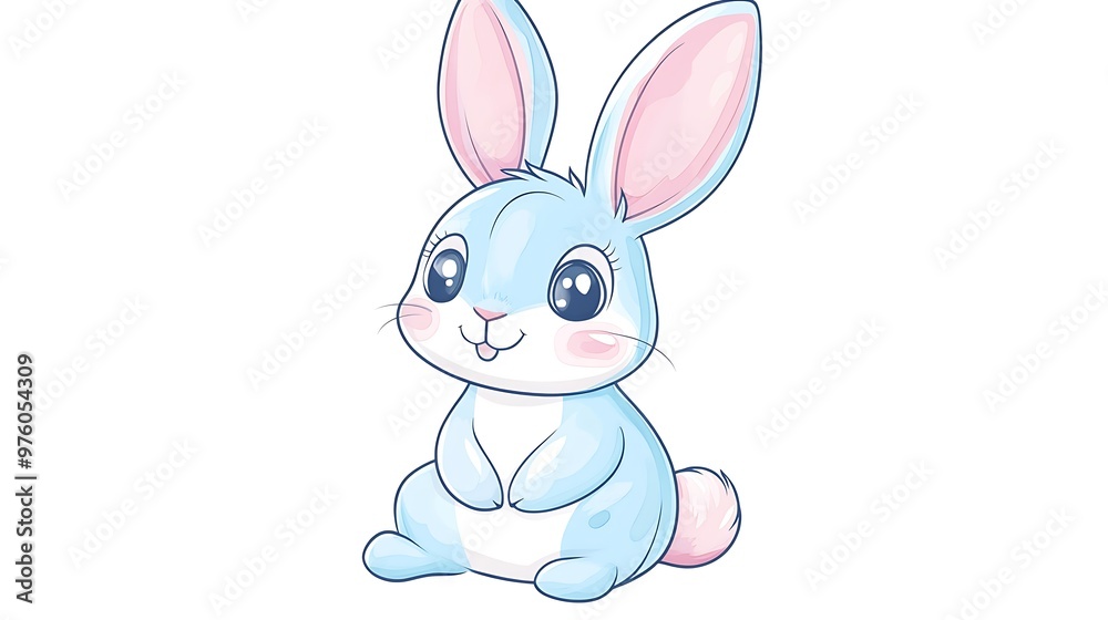 Cute Bunny Clip Art Sticker in Kawaii Style on Transparent Background with Watercolor Pastel Colors Cute Bunny Clip Art Sticker in Kawaii Style on Transparent Background with Watercolor Pastel Colors