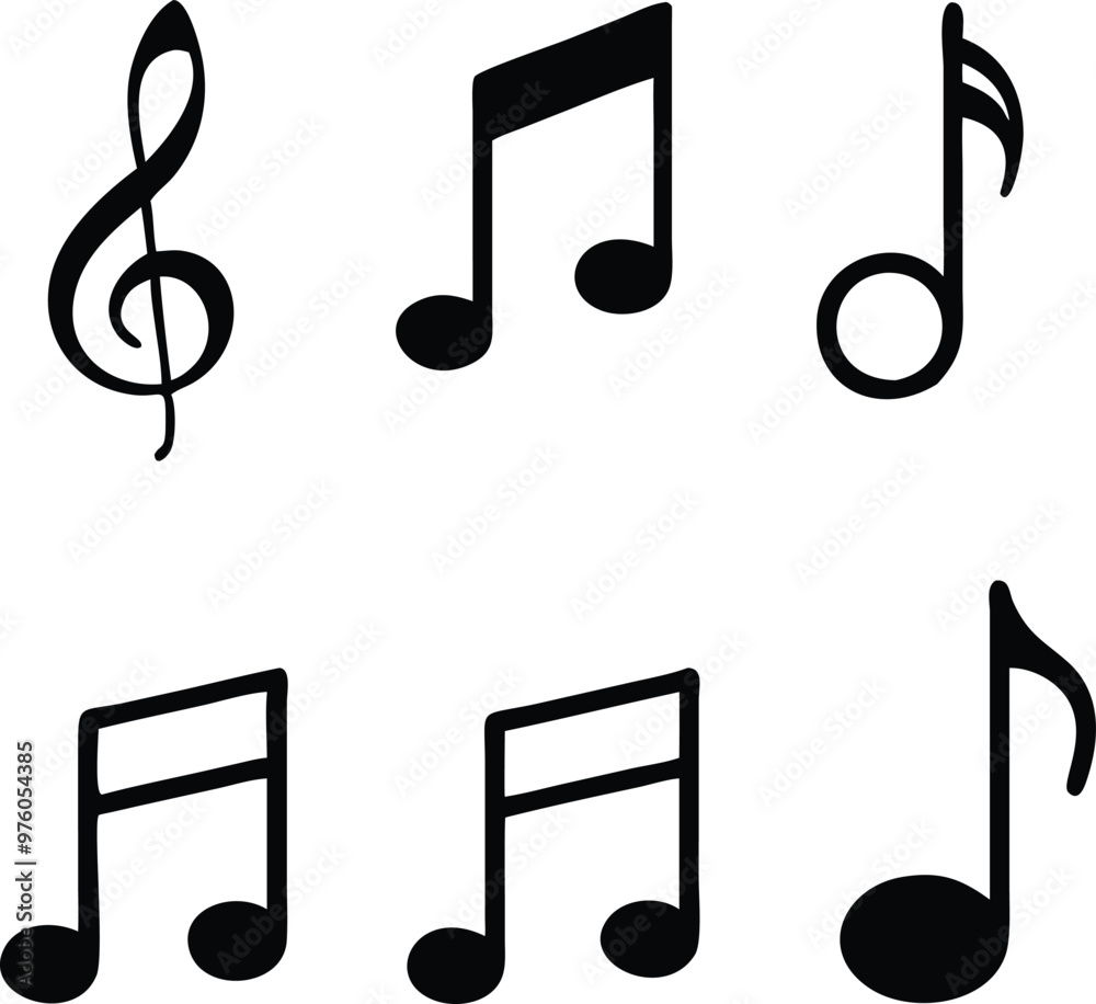 Music notes icons set. Vector illustration Music notes icons set. Vector illustration