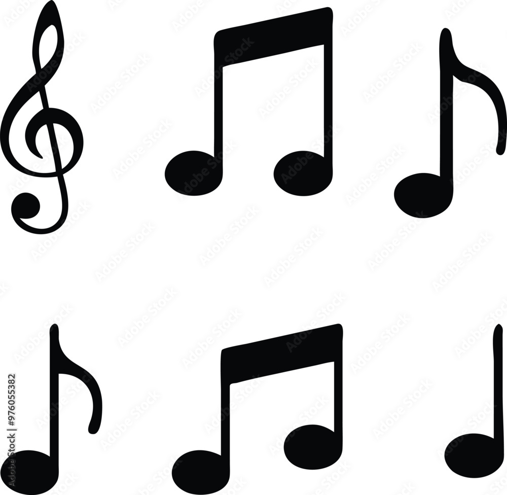 Music notes icons set. Vector illustration Music notes icons set. Vector illustration