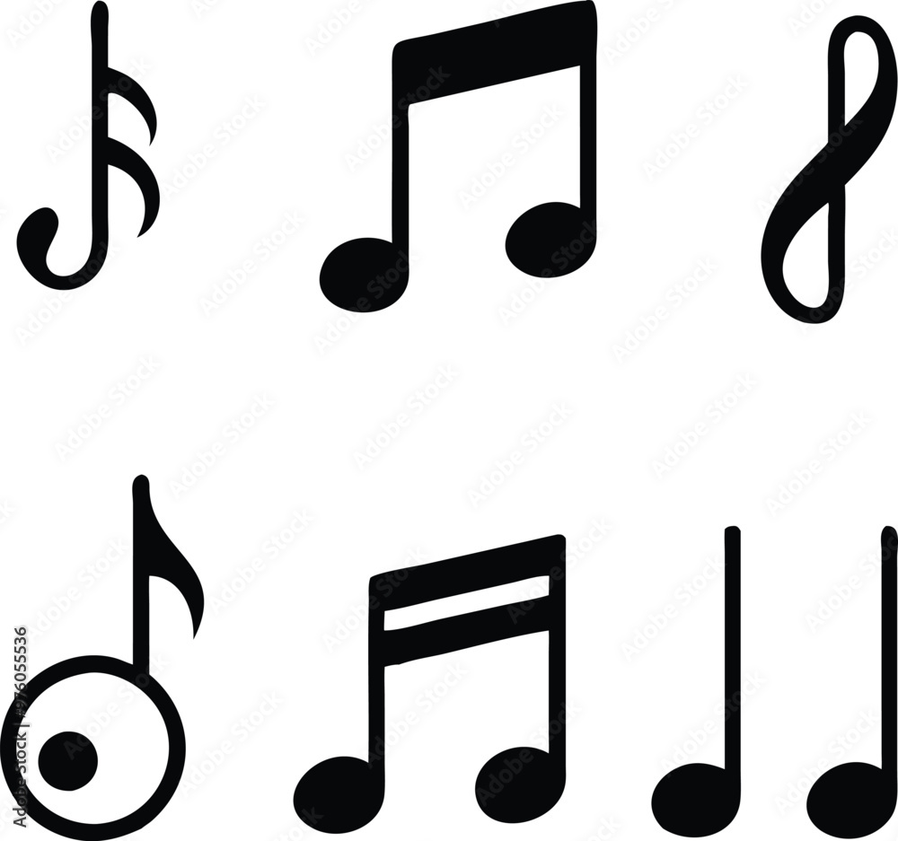 Music notes icons set. Vector illustration Music notes icons set. Vector illustration