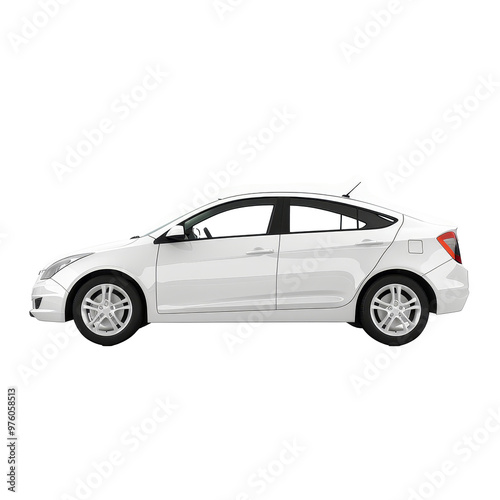 A sleek white hatchback parked on a clean surface, showcasing modern design and sporty features during daylight