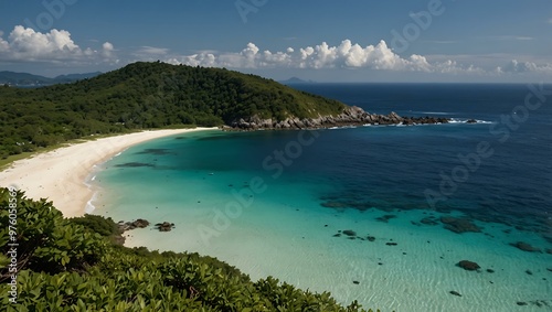 Coastline and blue sea of Rebun Island.