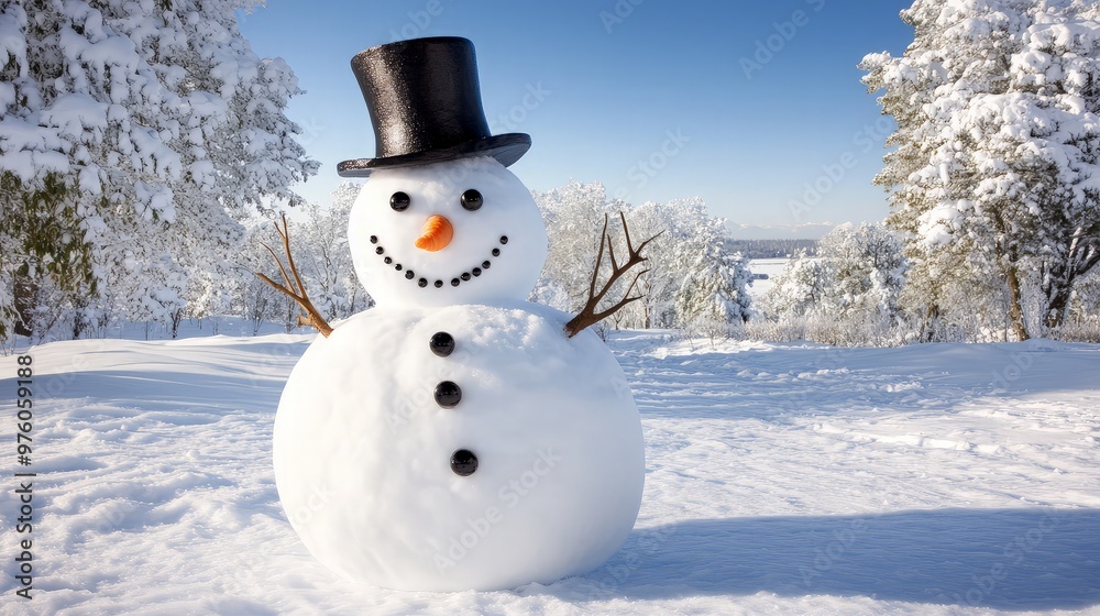 Smiling Snowman in Winter Wonderland Smiling Snowman in Winter Wonderland