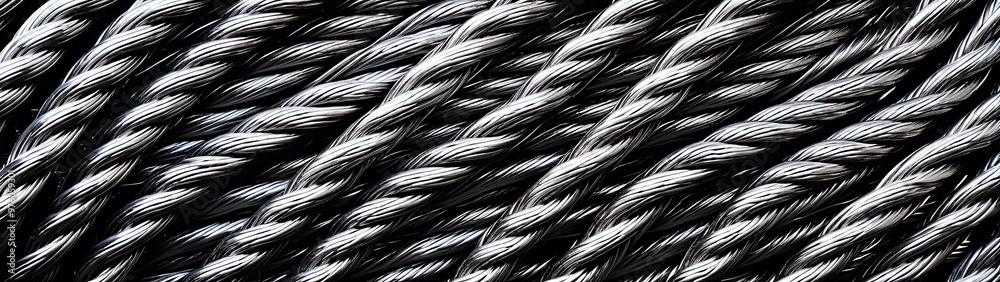 Steel cables tightly wound together creating a textured. Steel cables tightly wound together creating a textured.