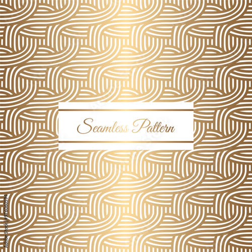 Golden knit line art seamless pattern. Suitable for background media such as the textile, clothing, posters, covers and other industries.