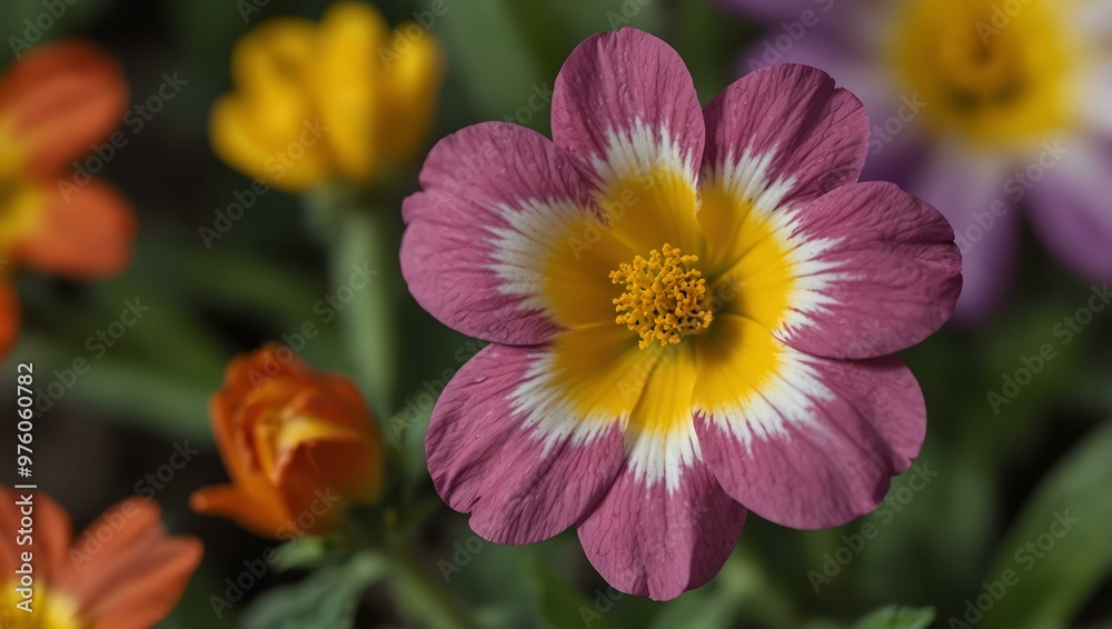 Colorful flower with a yellow center. Colorful flower with a yellow center.
