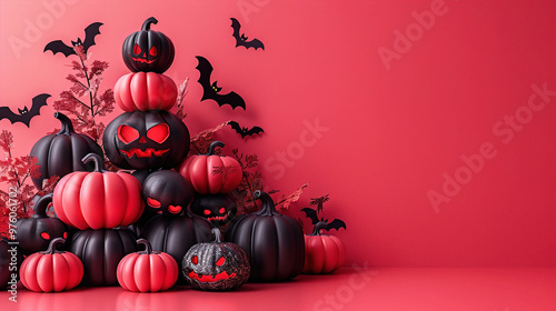 Black and red halloween pumpkin copyspace background