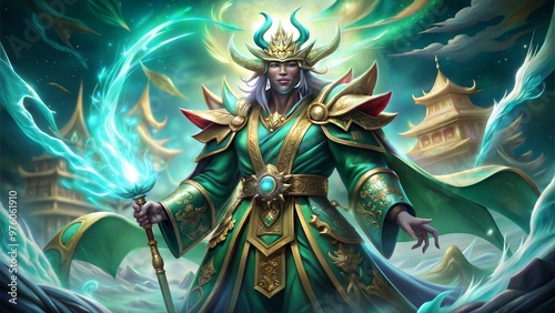 Wallpaper Mural Powerful fantasy sorcerer with glowing horns in an epic magical setting Torontodigital.ca