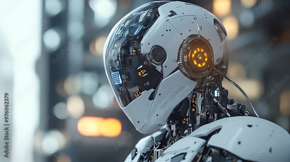 A futuristic robot with a sleek design, showcasing advanced technology and artificial intelligence features. A futuristic robot with a sleek design, showcasing advanced technology and artificial intelligence features.