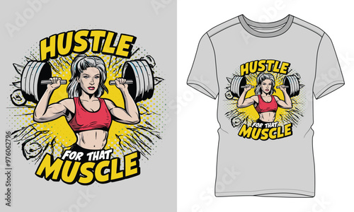Hustle for Muscle - Fitness typography vector T-shirt design. motivational and inscription quotes.
perfect for print item and bags, posters, cards. isolated on black background
