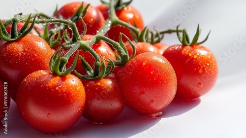 Fresh Red Tomatoes with Water Droplets