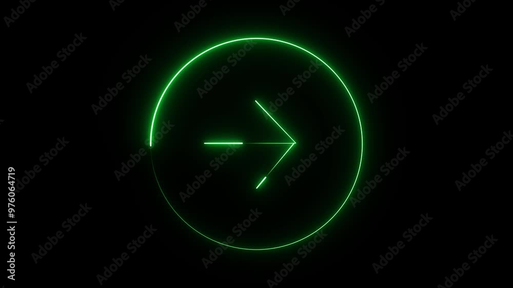 Downloading icon animation by green color neon on black background. Downloading icon animation by green color neon on black background.