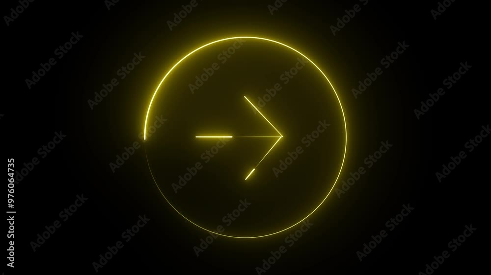 Downloading icon animation by yellow color neon on black background. Downloading icon animation by yellow color neon on black background.