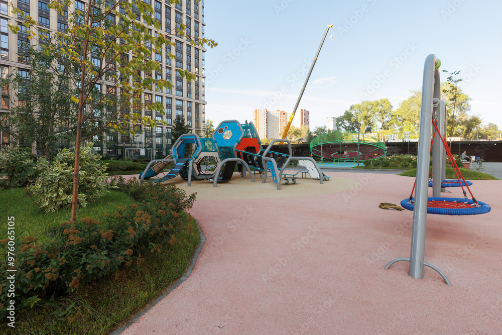 children's playground on the territory of an apartment building children's playground on the territory of an apartment building