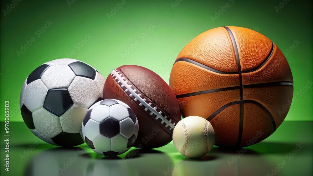 Sport balls on green background Sport balls on green background
