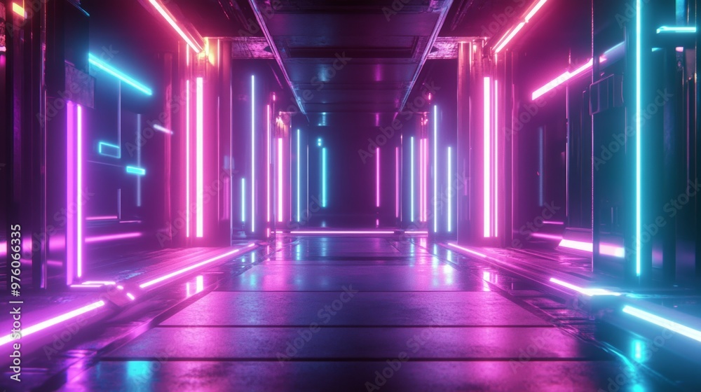 Futuristic background with neon Purple, Light Blue and Pink color lights Futuristic background with neon Purple, Light Blue and Pink color lights