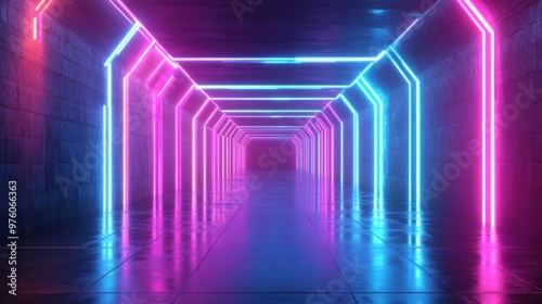 Futuristic background with neon Purple, Light Blue and Pink color lights